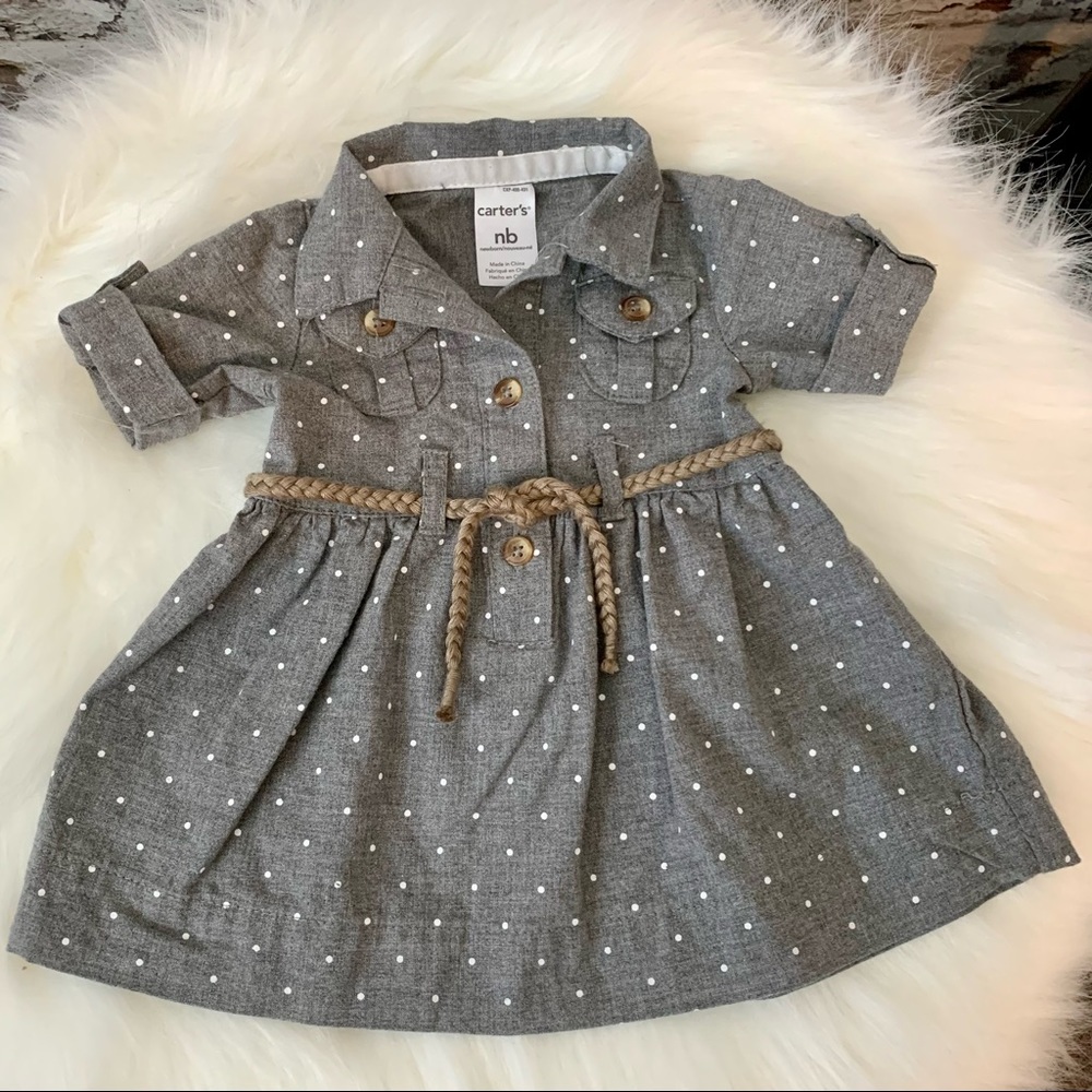 Carter’s grey polka dot newborn dress